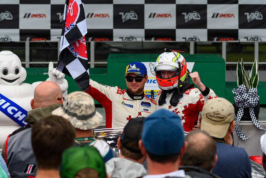 The No. 60 KohR Motorsports Ford Mustang GT4 got its first victory of the 2019 season Saturday. The No. 60 KohR Motorsports Ford Mustang GT4 got its first victory of the 2019 season Saturday.